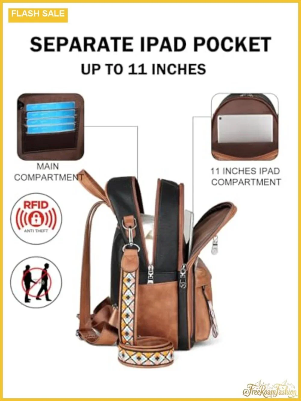 Small Backpack Purse for Women Multi-Pocket with IPad Pocket Faux Leather
